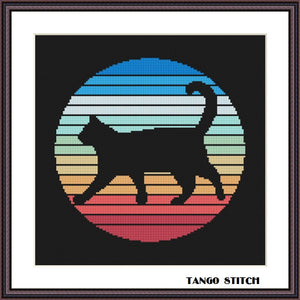Cat silhouette cute animals cross stitch pattern - Tango Stitch