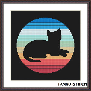 Black kitten silhouette cute animals cross stitch pattern - Tango Stitch