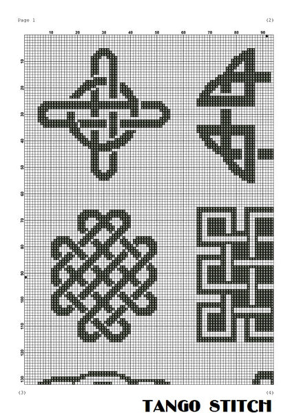 Celtic knots cross stitch ornament sampler pattern