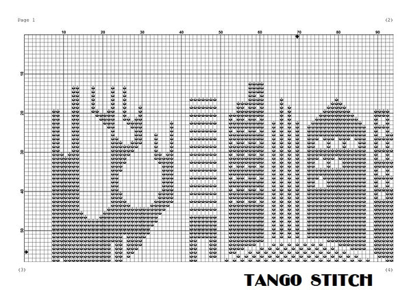 New York Central park black and white cross stitch pattern - Tango Stitch