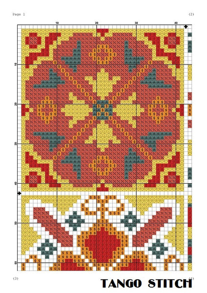 Cute easy ceramic tiles cross stitch ornaments pattern - Tango Stitch