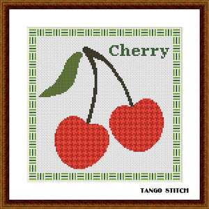 Chanel ornament cherry fruits cross stitch embroidery pattern