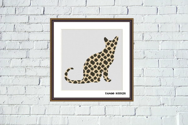 Cheetah print cat cross stitch pattern