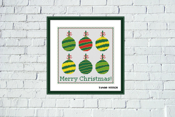 Easy Christmas balls cross stitch pattern