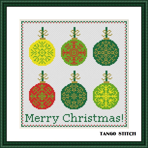 Christmas ornament balls cross stitch pattern