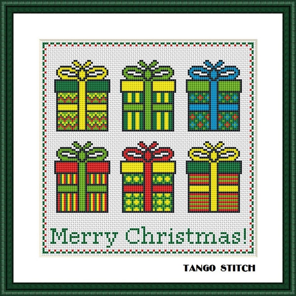 Simple Christmas cross stitch patterns Set of 4pcs New Year designs