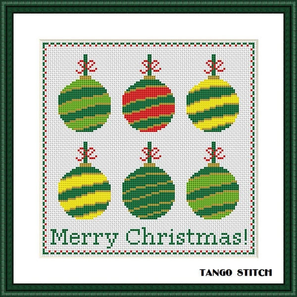 Simple Christmas cross stitch patterns Set of 4pcs New Year designs