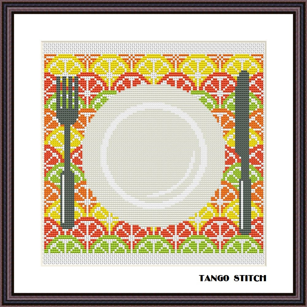 Citrus table mat kitchen cross stitch ornament pattern - Tango Stitch