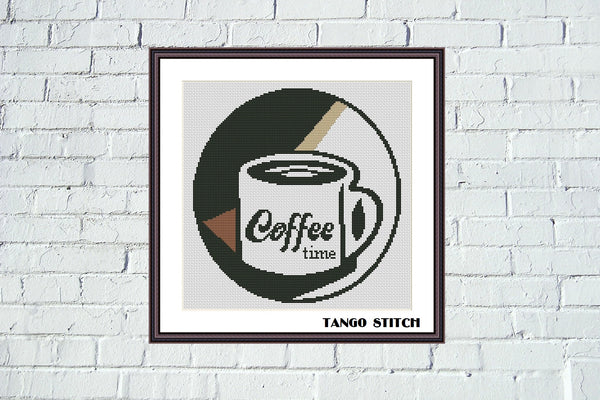 Coffee time cup cross stitch hand embroidery pattern - Tango Stitch