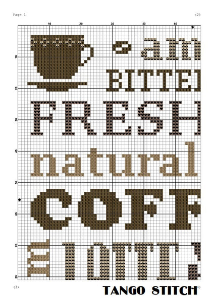 Coffee espresso cappuccino whole beans cross stitch pattern - Tango Stitch