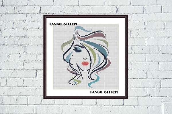 Women beauty abstract modern cross stitch pattern - Tango Stitch