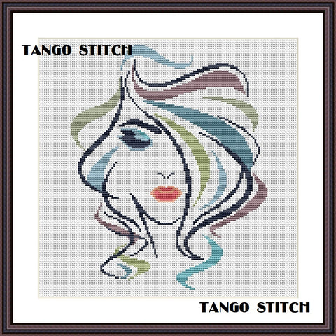 Women beauty abstract modern cross stitch pattern - Tango Stitch