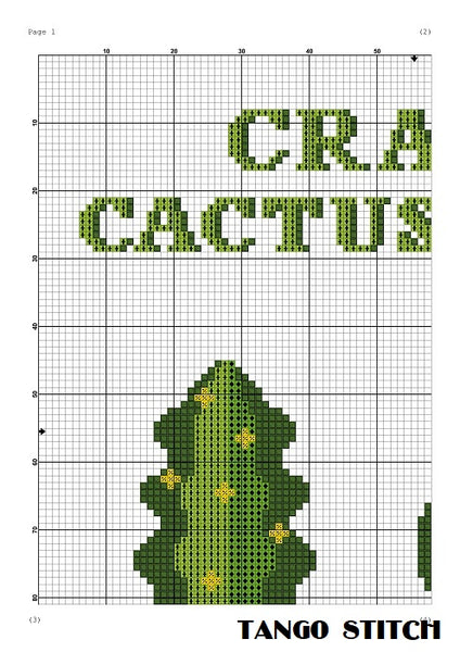 Crazy cactus lady funny quote cross stitch pattern