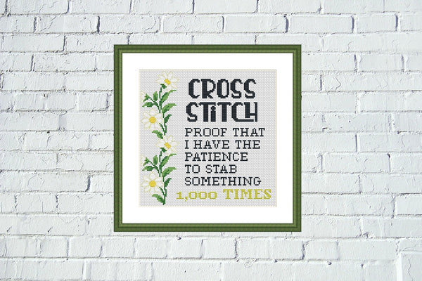Cross stitch: proof that I have the patience funny embroidery pattern - Tango Stitch