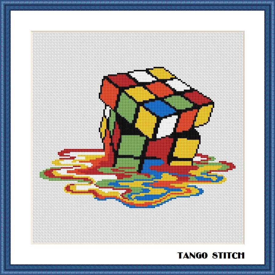 Melting cube POP Art geometric cross stitch pattern – JPCrochet