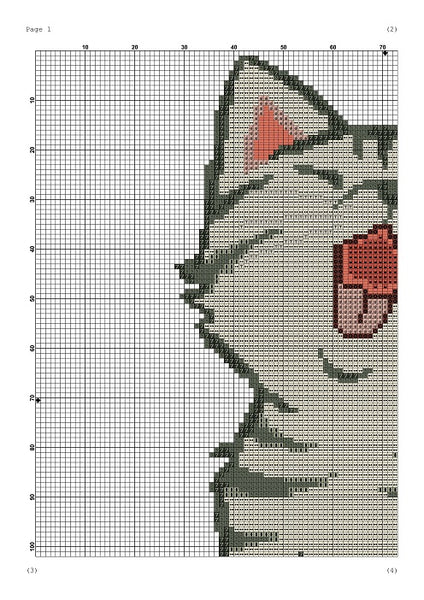 Cute cat cross stitch pattern Kitten easy embroidery design