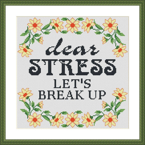 Dear stress funny quote cross stitch pattern