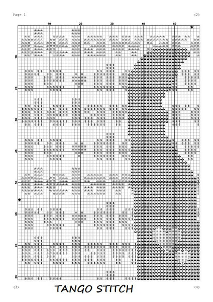 Delaware state map typography cross stitch pattern - Tango Stitch