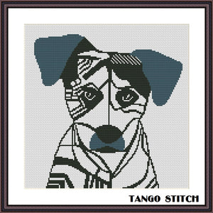 Cute dog portrait cross stitch embroidery pattern - Tango Stitch