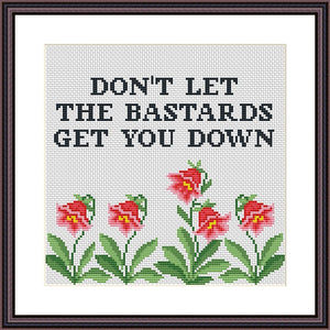 Don't let the bastards get you down funny cross stitch pattern