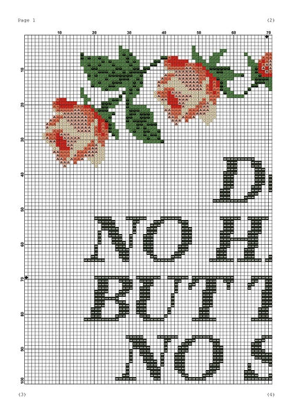 Do no harm but take no shit funny cross stitch pattern