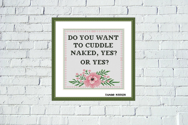 Do you want to cuddle funny romantic cross stitch pattern