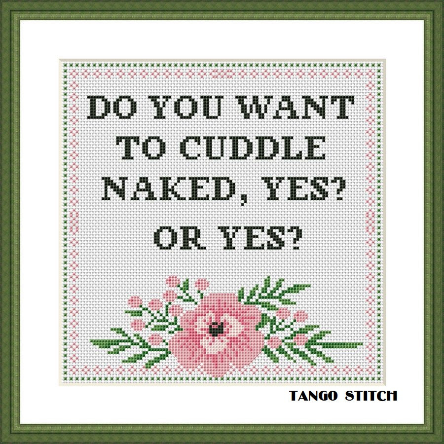Do you want to cuddle funny romantic cross stitch pattern