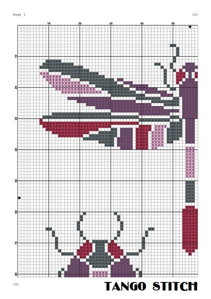 Dragonfly stained glass cross stitch design - Tango Stitch