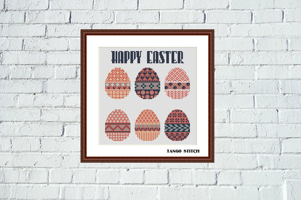 Happy Easter vintage colors cross stitch design