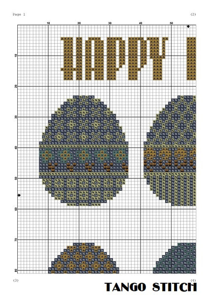 Happy Easter holidays cross stitch pattern
