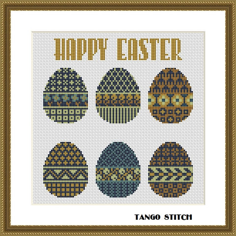 Happy Easter holidays cross stitch pattern