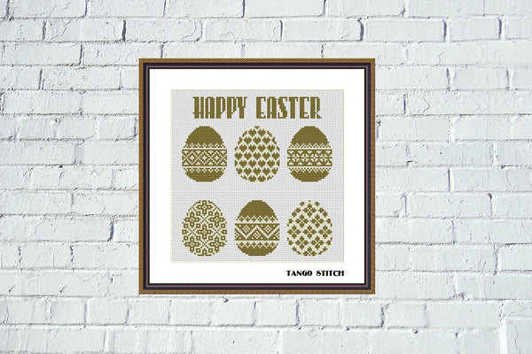 Easter golden magic eggs cross stitch pattern, Tango Stitch