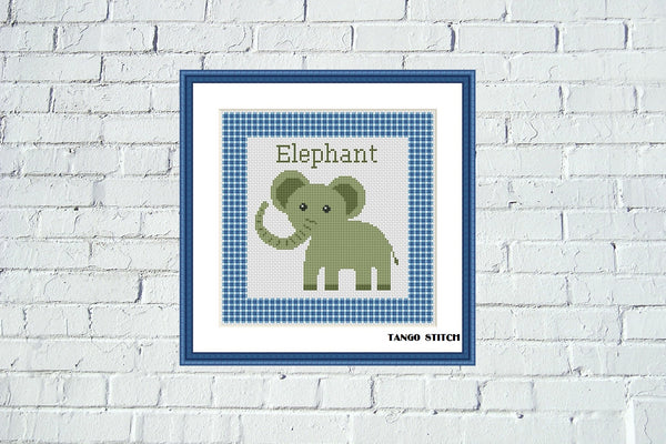 Elephant nursery cartoon cross stitch pattern