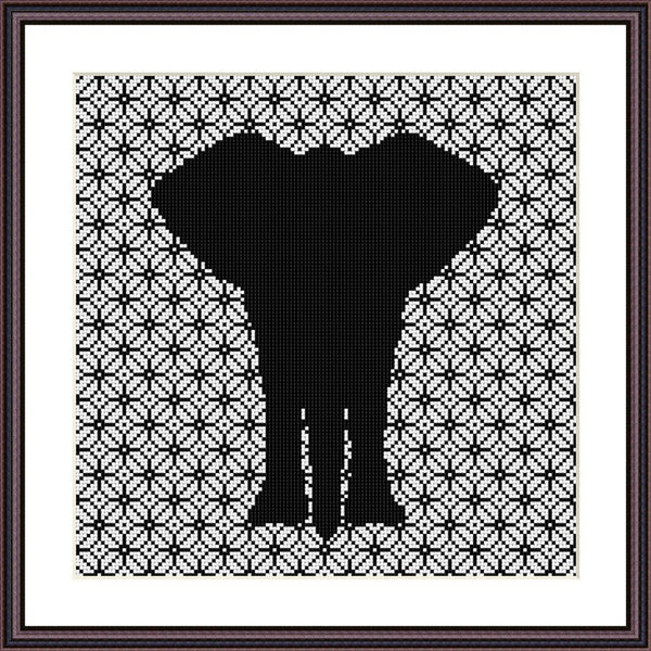 Elephant cute animals ornament cross stitch pattern