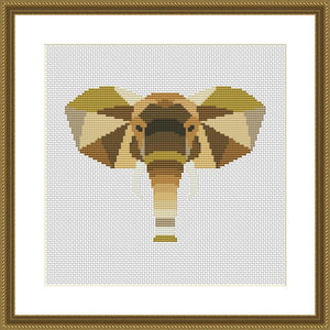Elephant geometric cross stitch pattern