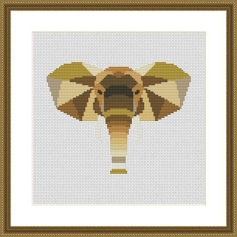 Elephant geometric cross stitch pattern