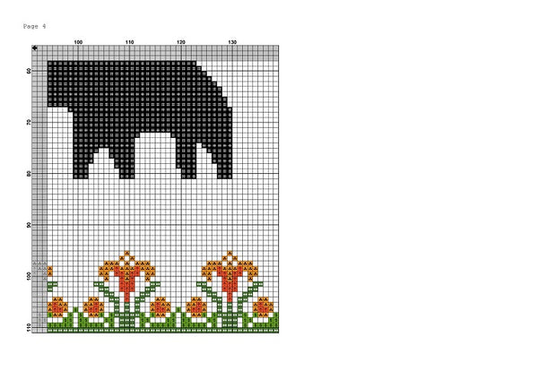 Elephant family cross stitch pattern