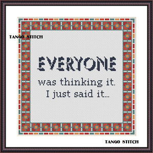 Everyone was thinking it funny cross stitch pattern - Tango Stitch