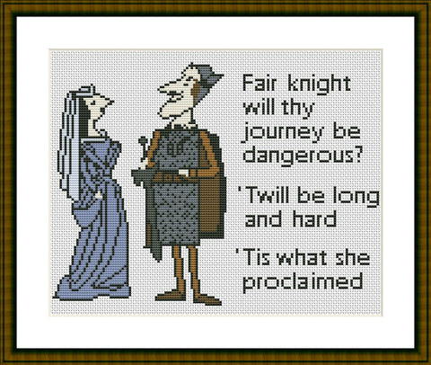Tis what she proclaimed medieval funny cross stitch pattern meme quote embroidery