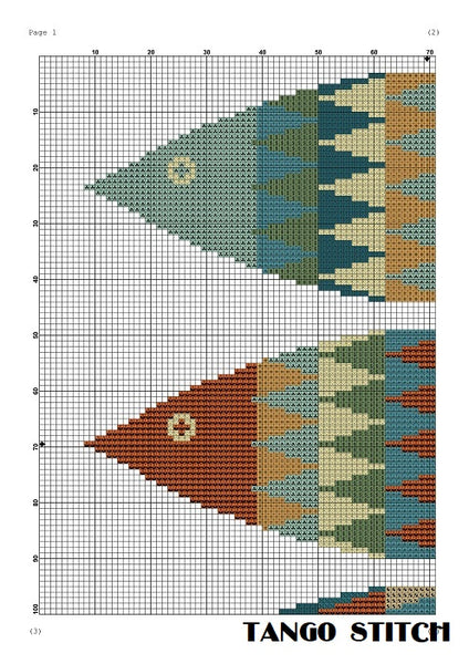 Simple fish embroidery ornaments cross stitch pattern