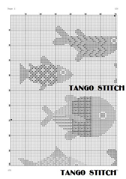 Simple fish cross stitch ornament hand embroidery - Tango Stitch