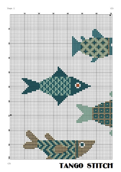 Fish cross stitch ornaments cute animals embroidery