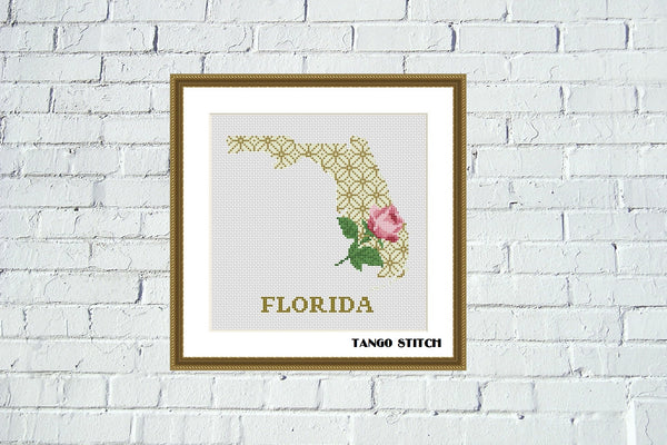 Florida map cross stitch pattern  