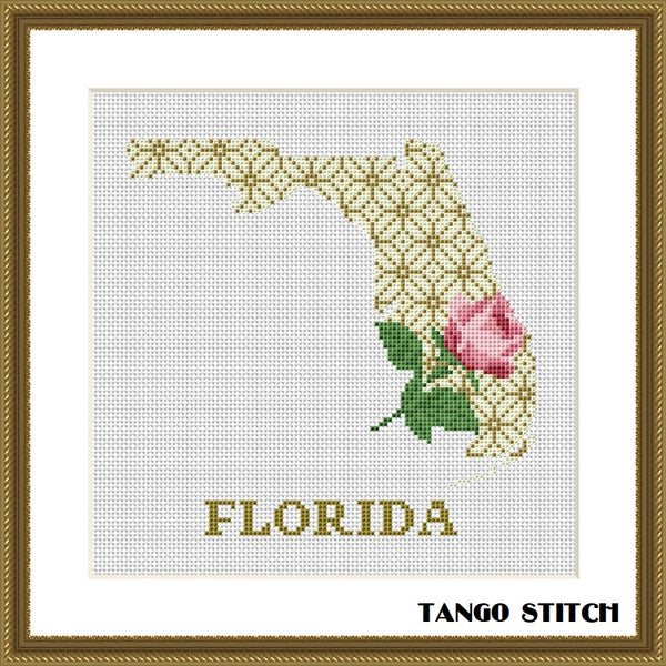 Florida map cross stitch pattern  