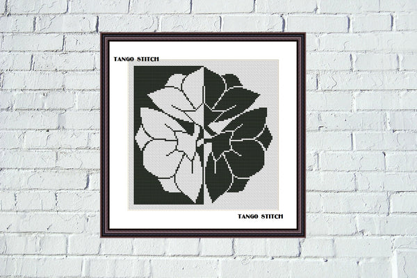 Black and white flower easy abstract cross stitch embroidery - Tango Stitch