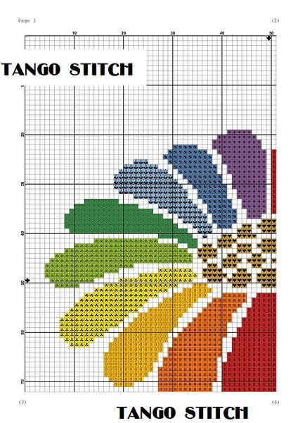 Rainbow cross stitch flower hand embroidery pattern - Tango Stitch