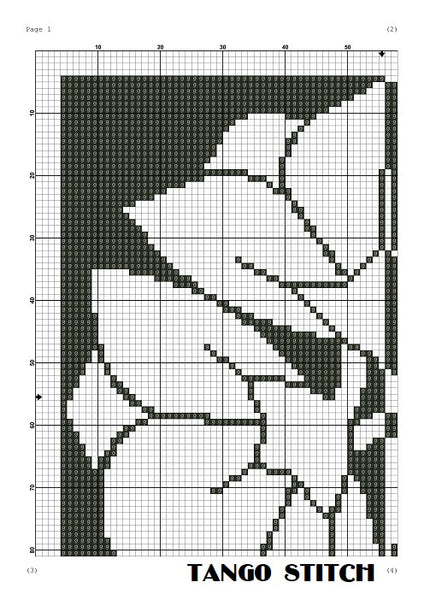 Black and white flower easy abstract cross stitch embroidery - Tango Stitch