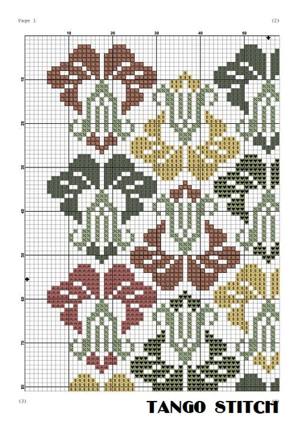 Easy flower ornament cross stitch embroidery pattern design