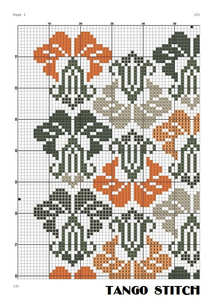 Simple floral cross stitch ornament embroidery pattern
