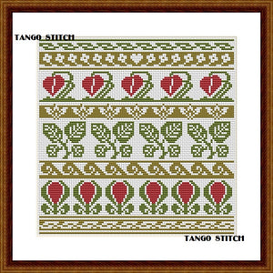 Art Nouveau floral ornament hand embroidery pattern - Tango Stitch